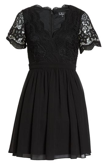 Women's Lulus Angel In Disguise Lace & Chiffon Party Dress
