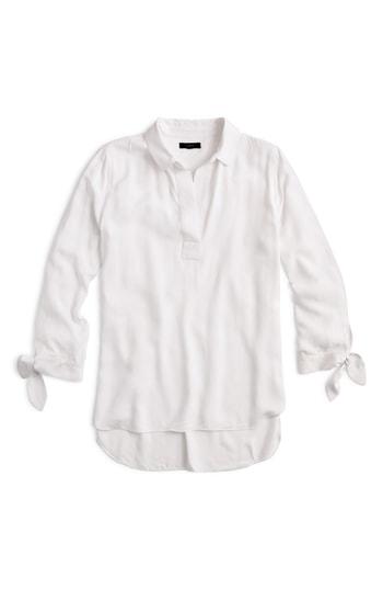Women's J.crew Collared Tie-sleeve Popover Shirt - White