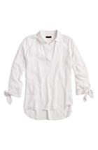 Women's J.crew Collared Tie-sleeve Popover Shirt - White