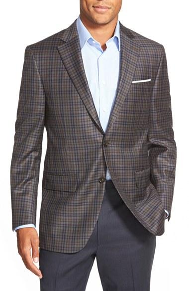 Men's Peter Millar Classic Fit Plaid Wool Sport Coat R - Grey