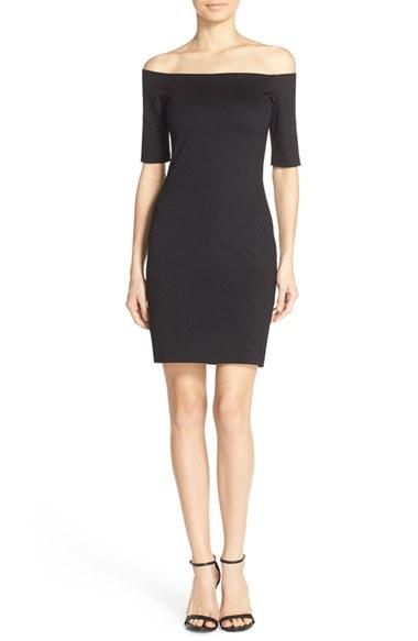 Women's Amanda Uprichard 'electra' Off The Shoulder Ponte Body-con Dress, Size - Black
