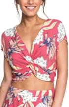 Women's Roxy Tucson Colors Twist Front Crop Top - Pink