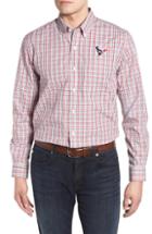 Men's Cutter & Buck Houston Texans - Gilman Regular Fit Plaid Sport Shirt, Size - Red