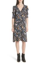 Women's See By Chloe Floral Print Ruched Sleeve Dress Us / 36 Fr - Black