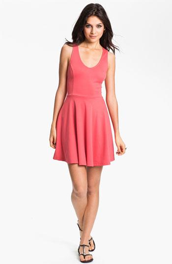 Lush Crossback Skater Dress (juniors) Coral Small