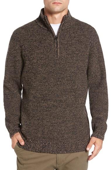Men's Rodd & Gunn 'woodglen' Herringbone Knit Lambswool Quarter Zip Sweater