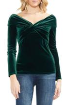 Women's Vince Camuto Cross Front Stretch Velvet Top - Green