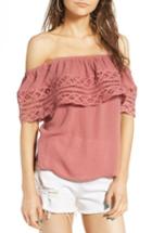 Women's Socialite Crochet Off The Shoulder Top - White