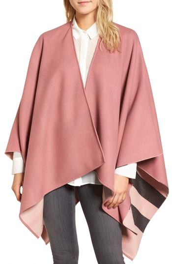 Women's Burberry Merino Wool Reversible Wrap, Size - Pink