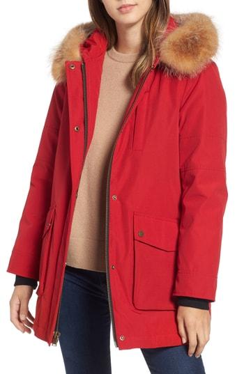 Women's Pendleton Dawson Genuine Fur Trim Down Coat - Red
