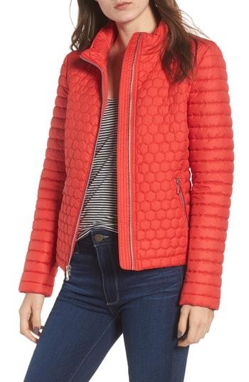 Women's Andrew Marc Honeycomb Quilted Moto Jacket - Red