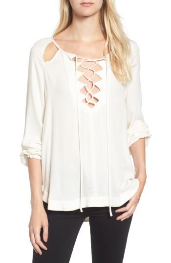 Women's Ella Moss Stella Cutout Lace-up Blouse - Ivory