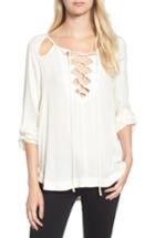 Women's Ella Moss Stella Cutout Lace-up Blouse - Ivory