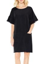 Women's Two By Vince Camuto Ruffle Sleeve Denim Shift Dress, Size - Black