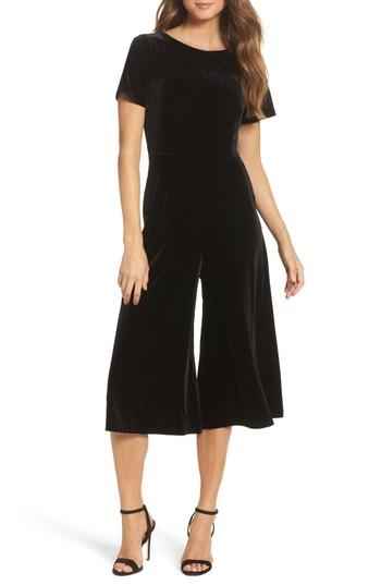 Women's French Connection Aurore Velvet Culotte Jumpsuit - Black