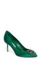 Women's Manolo Blahnik 'hangisi' Pointy Toe Pump Us / 39eu - Green