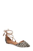 Women's Halogen Oliver Genuine Calf Hair Ankle Wrap Flat M - Beige