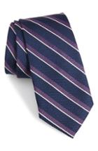 Men's Calibrate Fillmore Stripe Silk Tie, Size - Purple