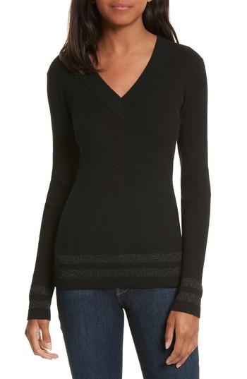 Women's Frame Metallic Knit Sweater - Black