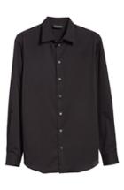 Men's Emporio Armani Slim Fit Solid Dress Shirt, Size - Black