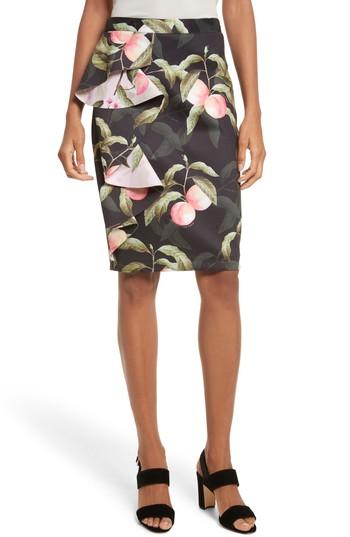 Women's Ted Baker London Peaches Ruffle Pencil Skirt - Black