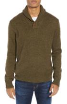 Men's J.crew Rugged Merino Wool Blend Shawl Collar Pullover Sweater - Green