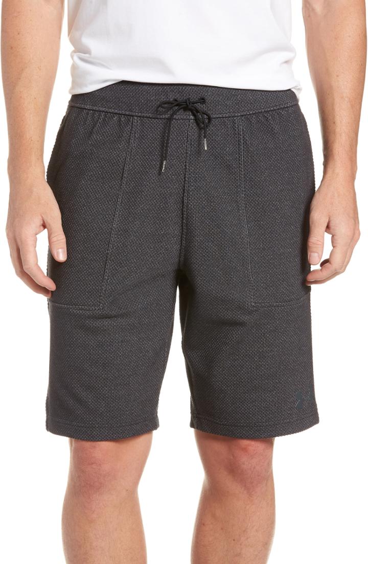 Men's Under Armour Pursuit Fleece Trim Fit Shorts, Size - Black