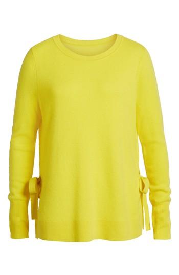 Women's Halogen Side Tie Cashmere Sweater, Size - Yellow