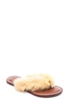 Women's Bernardo Genuine Rabbit Fur Flip Flop .5 M - Beige