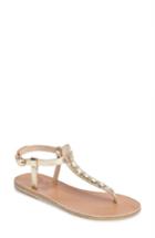 Women's Ancient Greek Sandals Lito Imitation Pearl Embellished T-strap Sandal Eu - Metallic