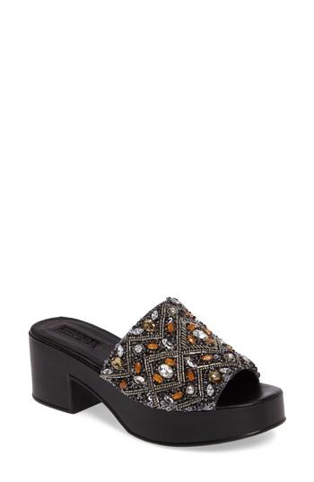 Women's Topshop Villain Beaded Platform Mule .5us / 38eu - Black