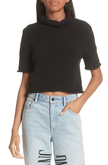 Women's T By Alexander Wang Seasonless Cropped Sweater - Black