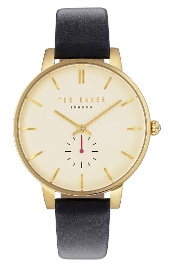 Women's Ted Baker London Olivia Round Leather Strap Watch, 40mm