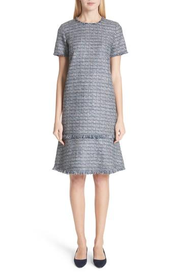 Women's Lafayette 148 New York Saria Tweed Drop Waist Dress, Size - Blue