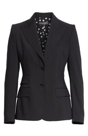 Women's Dolce & Gabbana Two Button Stretch Wool Jacket Us / 44 It - Black