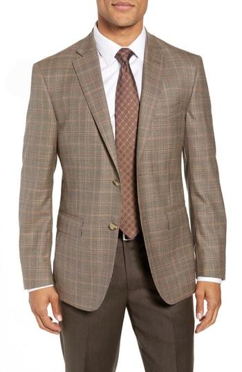 Men's John W. Nordstrom Traditional Fit Plaid Wool Sport Coat L - Brown