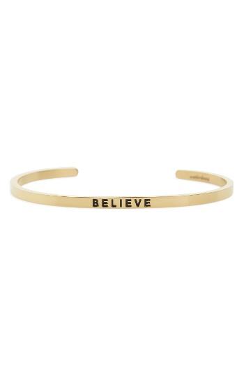 Women's Mantraband Believe Engraved Cuff