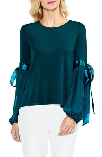 Women's Vince Camuto Tie Sleeve High/low Chiffon Mix Top