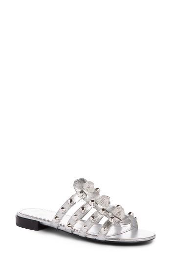 Women's Balenciaga Arena Studded Slip-on Sandal Us / 35eu - White