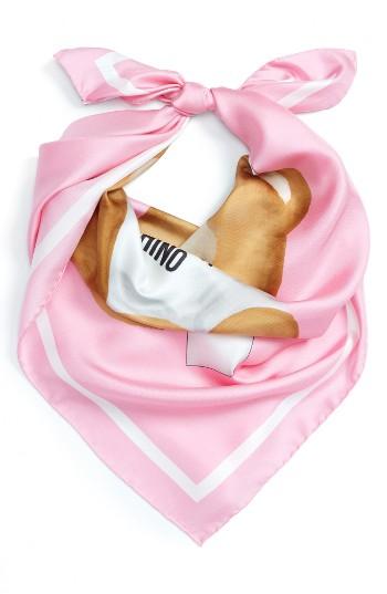 Women's Moschino Paper Doll Bear Silk Scarf, Size - Purple