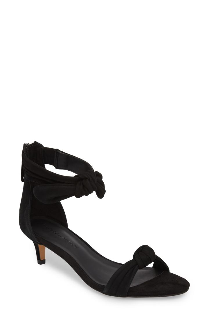 Women's Rebecca Minkoff Kaley Knotted Kitten Heel Sandal .5 M - Black