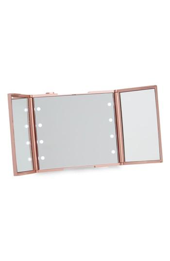 Impressions Vanity Co. Trifold Compact Led Makeup Mirror With Stand, Size - Rose Gold