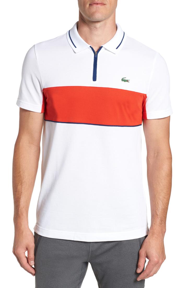 Men's Lacoste Fancy Colorblock Pique Polo (s) - White