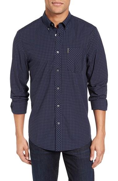 Men's Ben Sherman Mod Fit Gingham Sport Shirt - Black