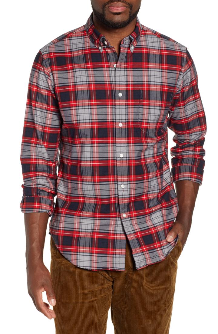 Men's J.crew Classic Fit Plaid Pima Cotton Oxford Shirt