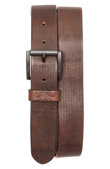 Men's Tommy Bahama Herringbone Embossed Leather Belt
