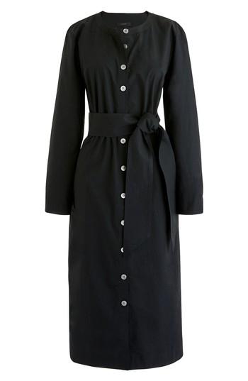 Women's J.crew Collarless Cotton Shirtdress - Black