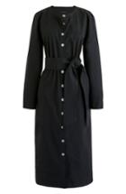 Women's J.crew Collarless Cotton Shirtdress - Black