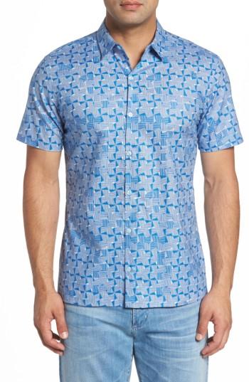 Men's Tori Richard Maunulua Kapa Slim Fit Camp Shirt, Size - Blue