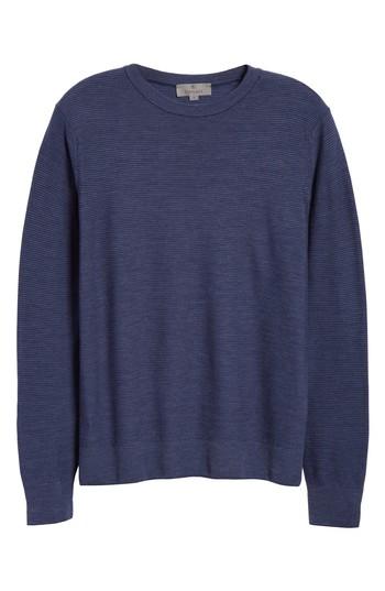 Men's Canali Stripe Crewneck Wool Sweater Us / 52 Eu - Blue